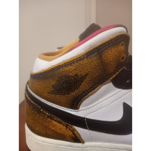 Nike Air Jordan 1 Mid Se Gs Suze 7Y Wear-away Taxi Yellow Black Aj1 DQ8418071 - Picture 4 of 14